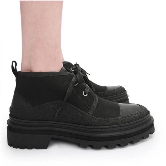 A.P.C Faustine Basse Ankle Boots Size 9 Shoes Lace Up Black Canvas New - Picture 4 of 14